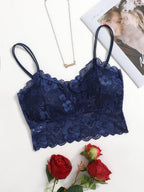 French Lace Scallop Bralette | Wide Strap Wireless Comfort Bra  |  Soft Medium Stretch | Elegant Romantic Lingerie