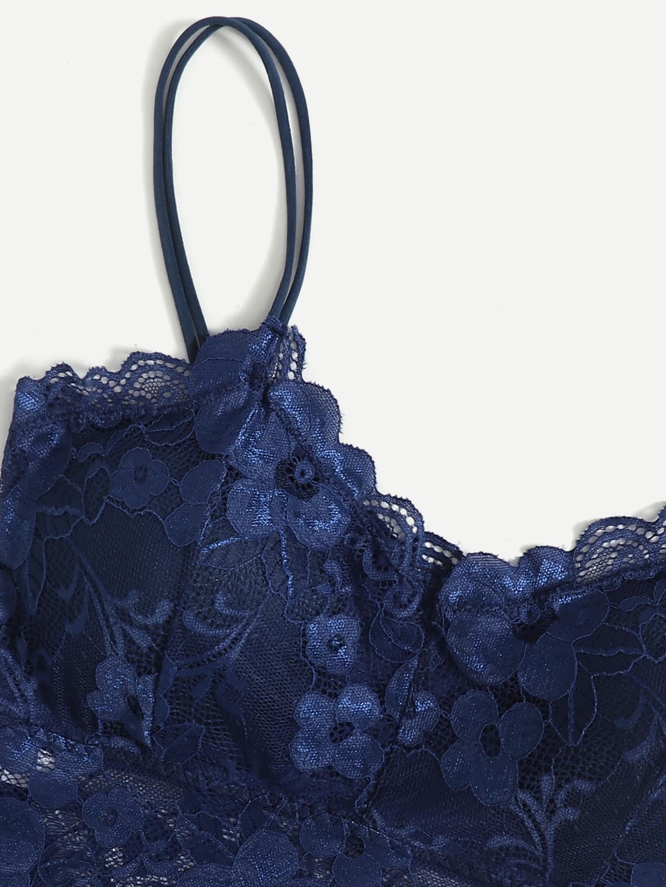 French Lace Scallop Bralette | Wide Strap Wireless Comfort Bra  |  Soft Medium Stretch | Elegant Romantic Lingerie