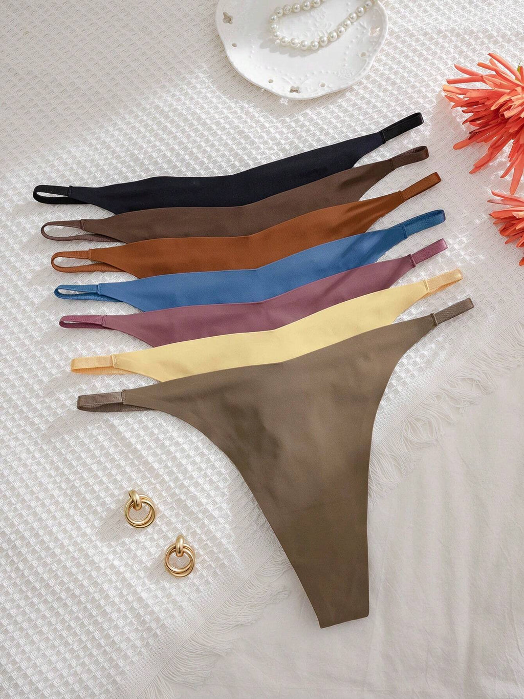 7-Pack Seamless G-String Panties | Solid Color No-Show Thong | Everyday Comfort Fit