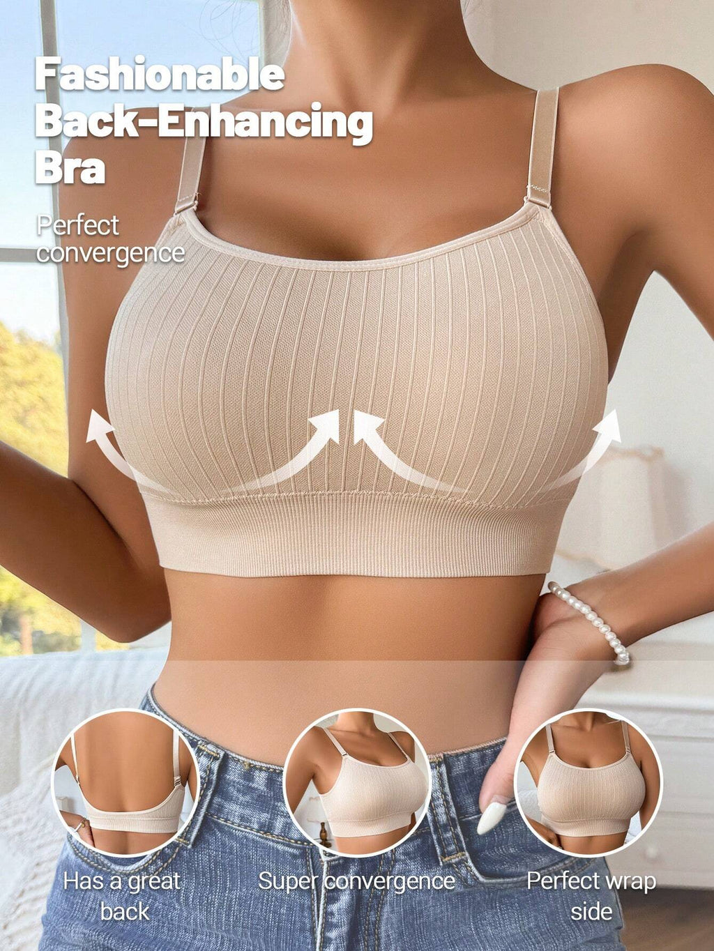 Seamless Backless Comfort Bra | Deep U-Neck Wireless Fit | Smooth Everyday Support
