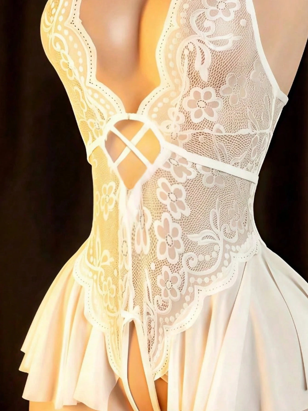 Elegant Lace Bodysuit for Women with Modern Open Detail