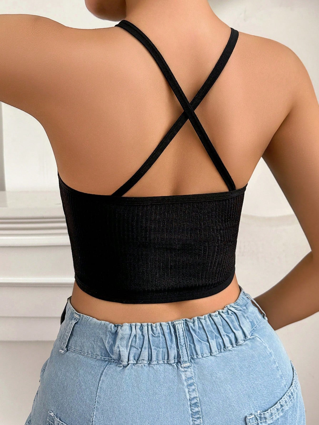 Women’s Sheer Mesh Wireless Bra | Sexy Cross-back Contrast Lace Bralette