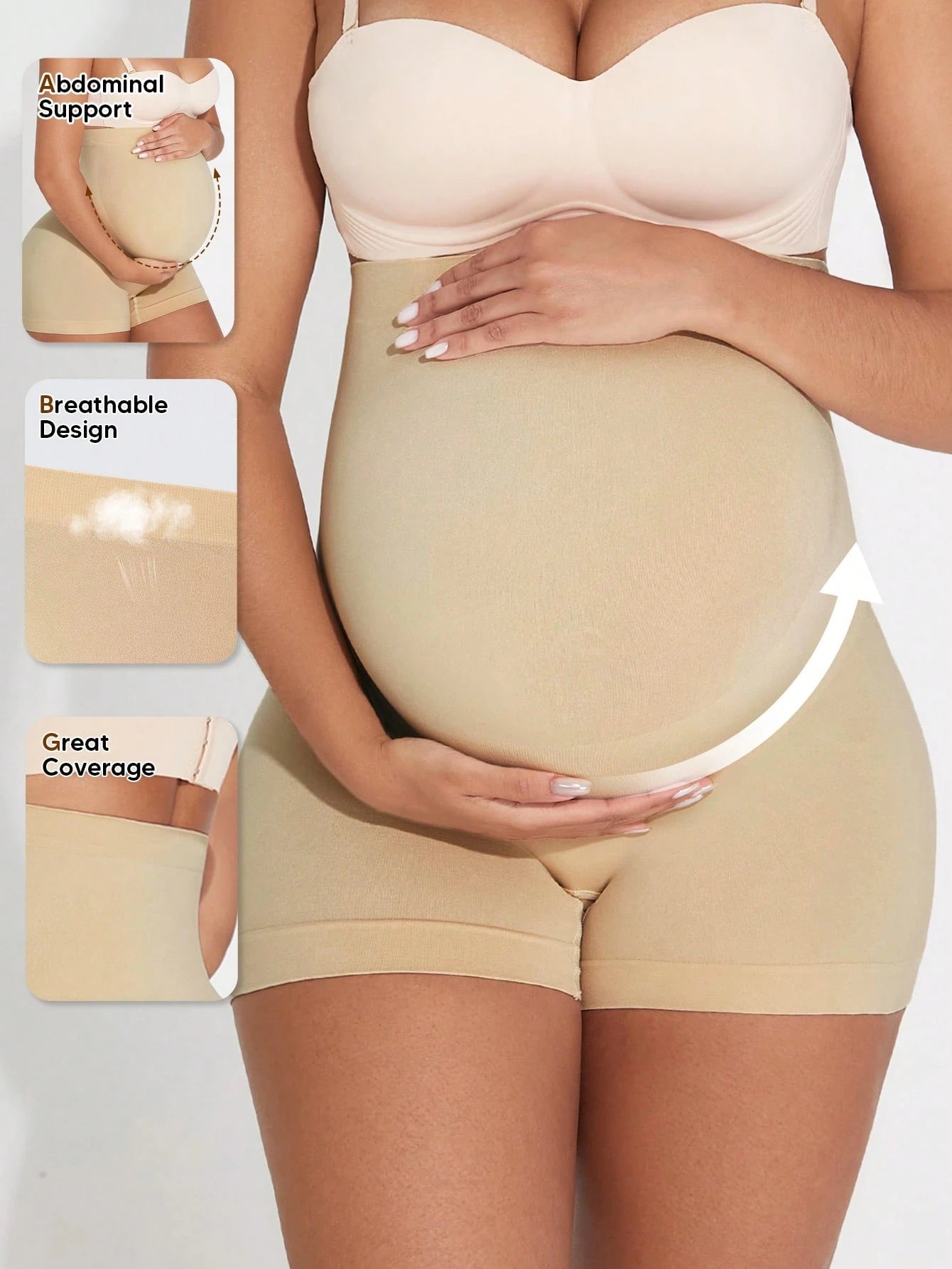 Maternity High Waisted Belly Support Shorts | Expandable Yoga Activewear | Christmas Edition