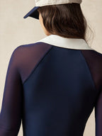 Direct & Essential Women's Color Block Pleated Collar Long Sleeve Sport Dress