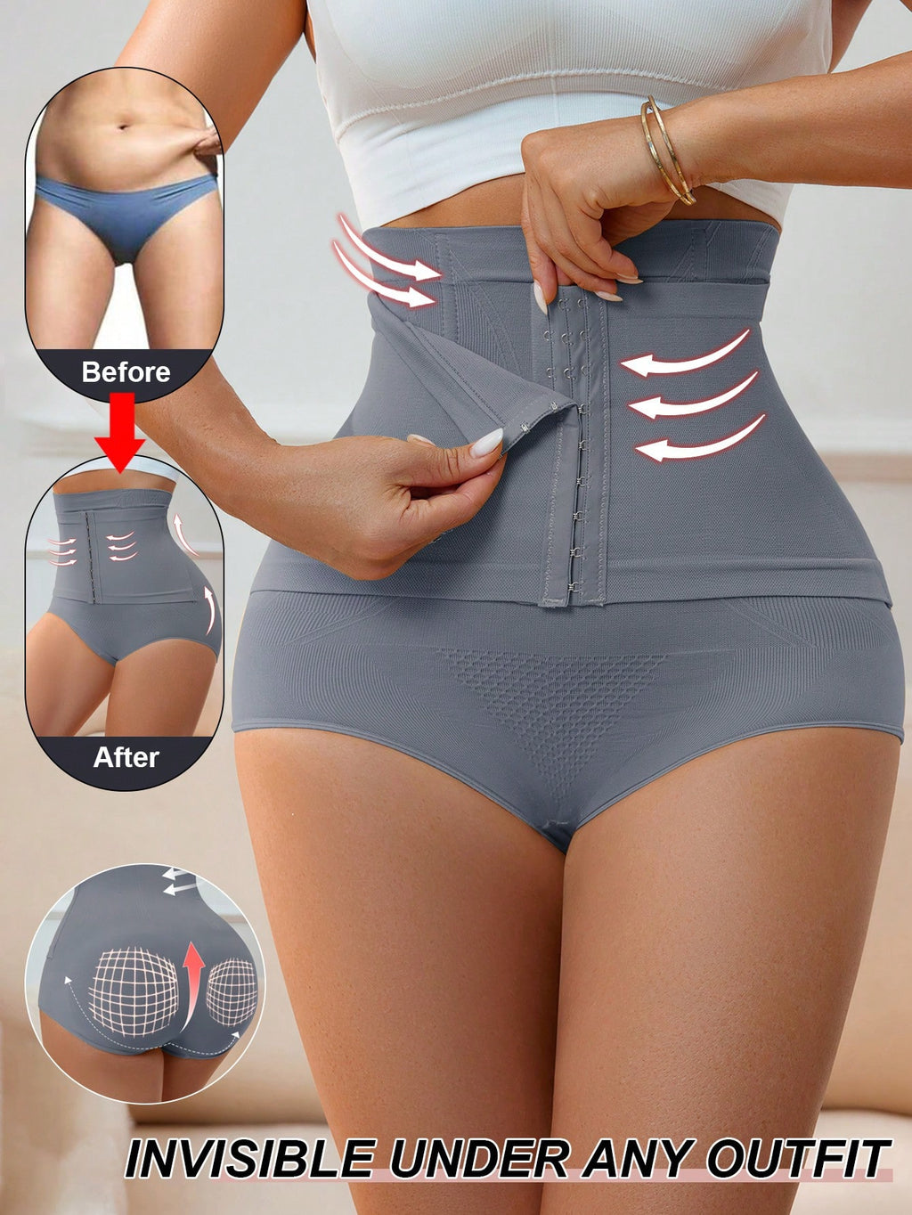 High Waist Tummy Control Shaper Panties | Buckle Closure Butt Lifter