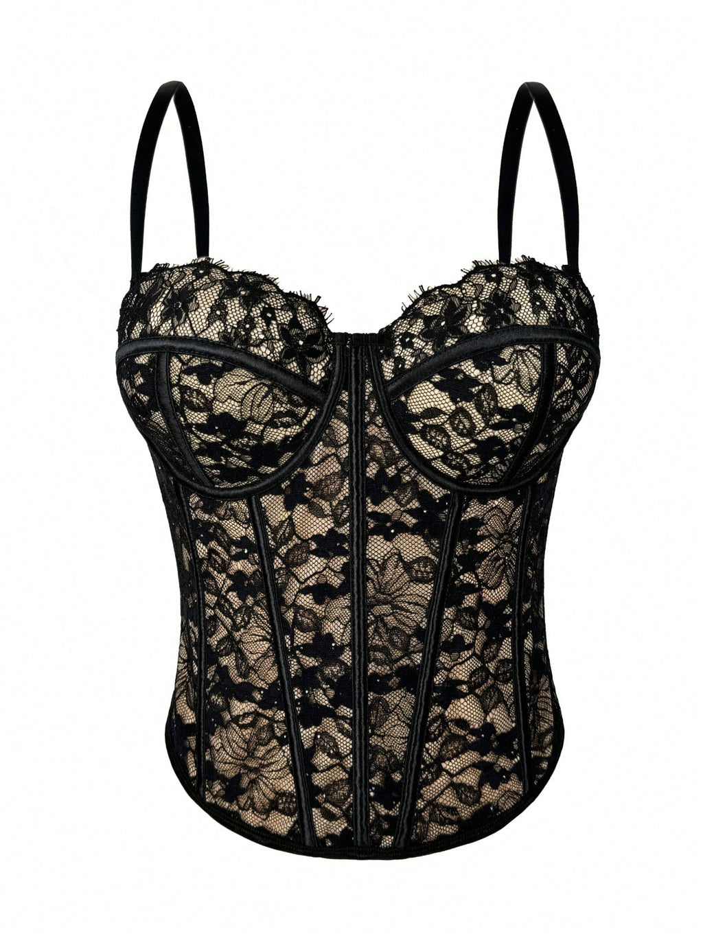 Floral Lace Trim Bustier Corset – High-Compression Shaper Top