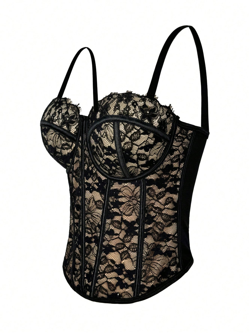 Floral Lace Trim Bustier Corset – High-Compression Shaper Top
