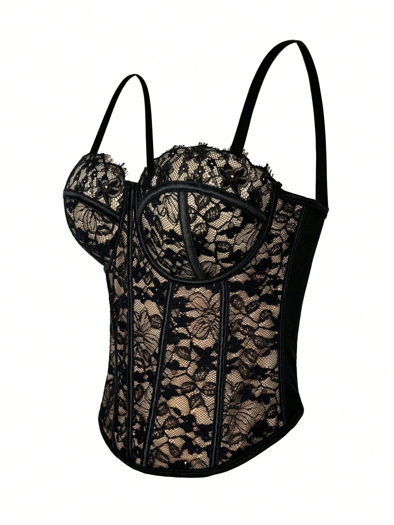 Floral Lace Trim Bustier Corset – High-Compression Shaper Top