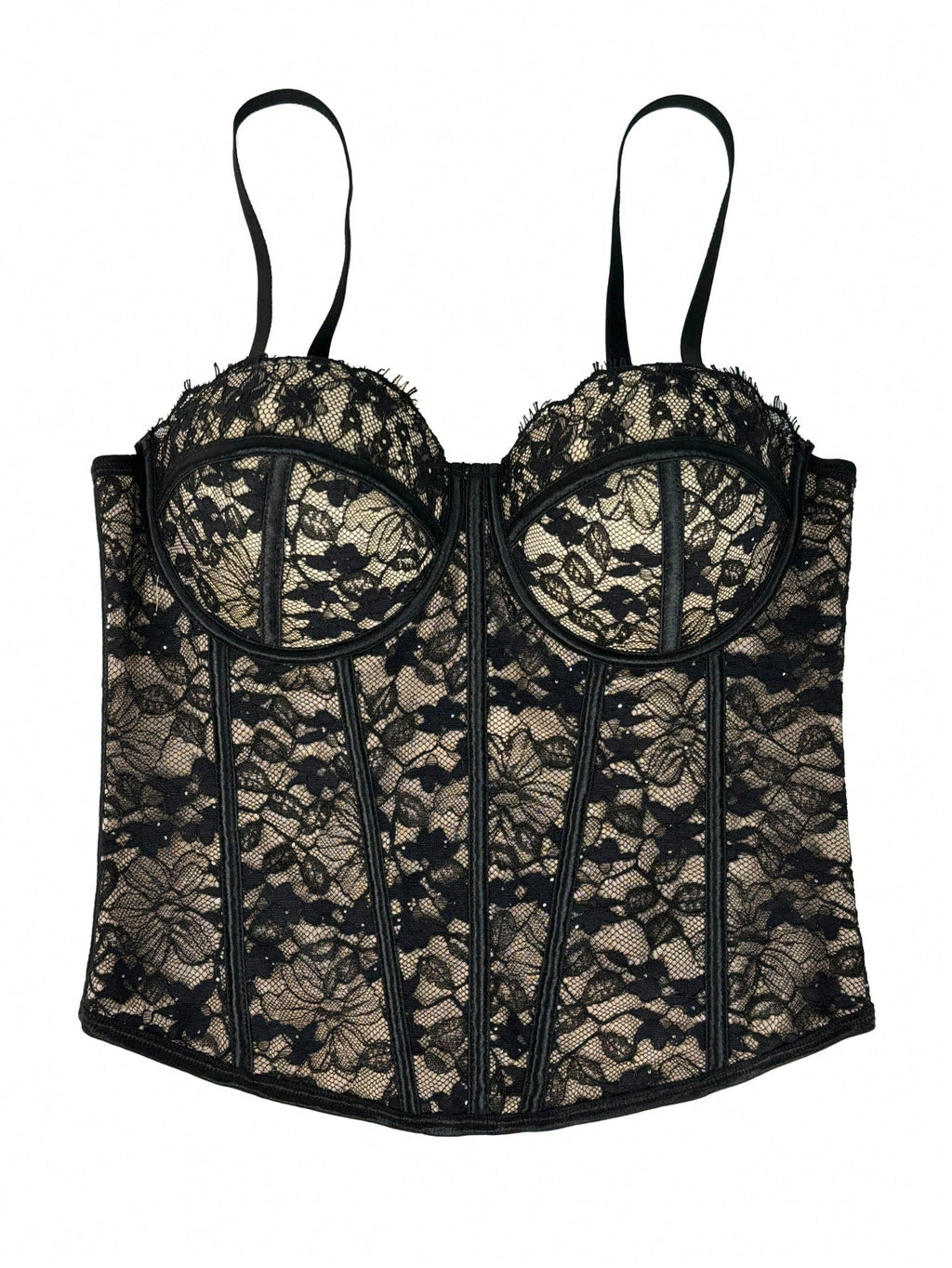 Floral Lace Trim Bustier Corset – High-Compression Shaper Top