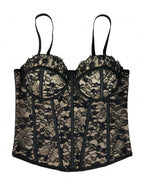 Floral Lace Trim Bustier Corset – High-Compression Shaper Top