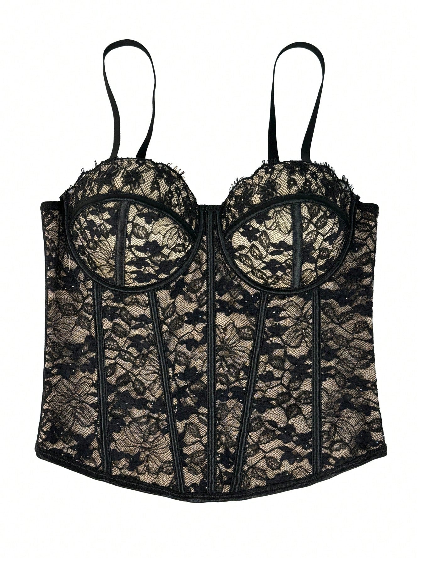 Floral Lace Trim Bustier Corset – High-Compression Shaper Top