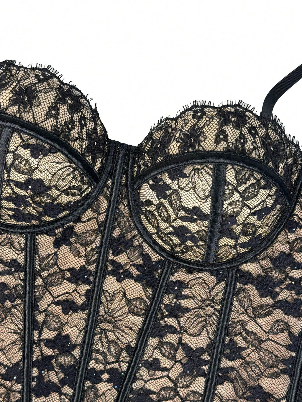 Floral Lace Trim Bustier Corset – High-Compression Shaper Top