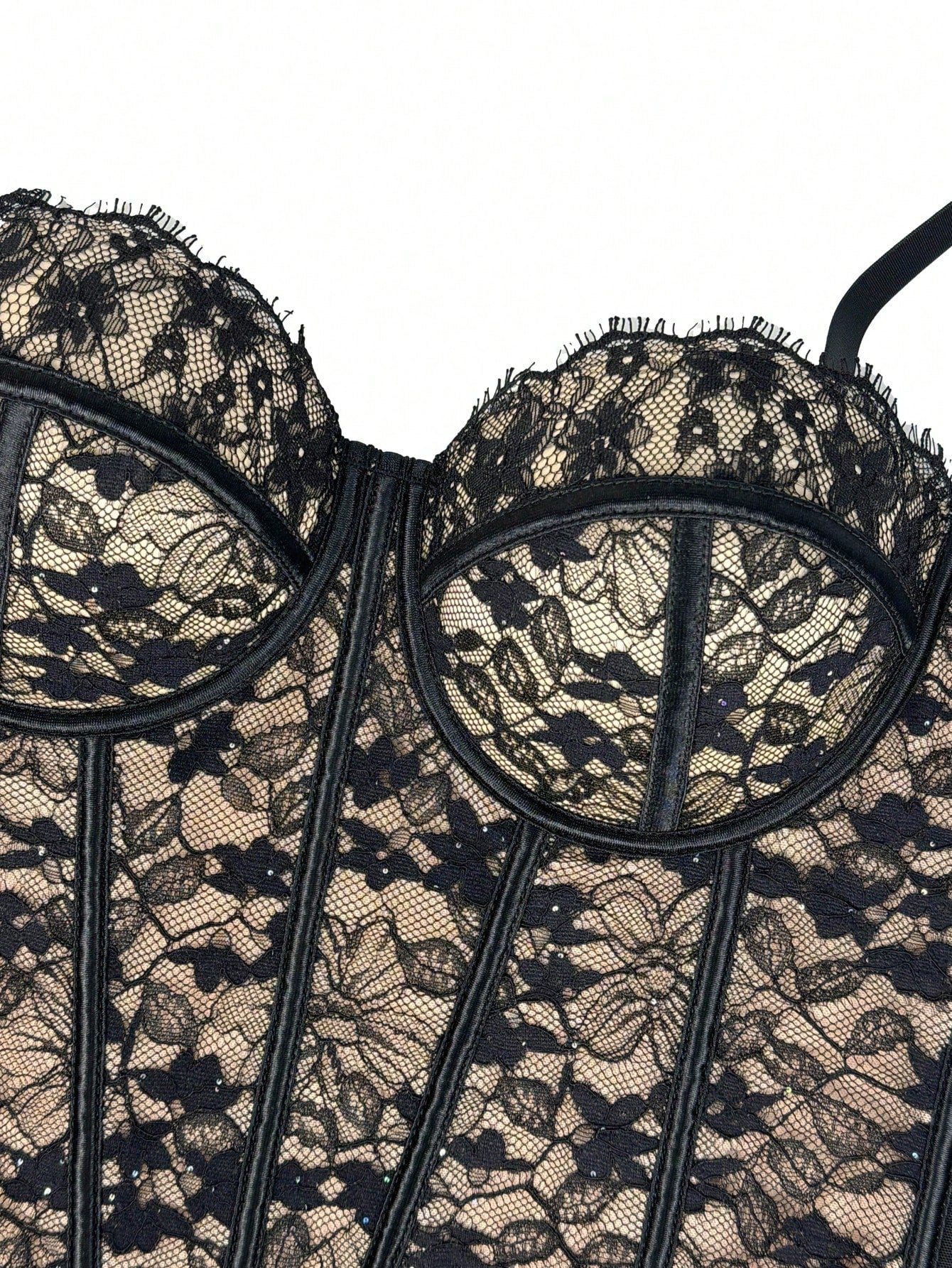 Floral Lace Trim Bustier Corset – High-Compression Shaper Top