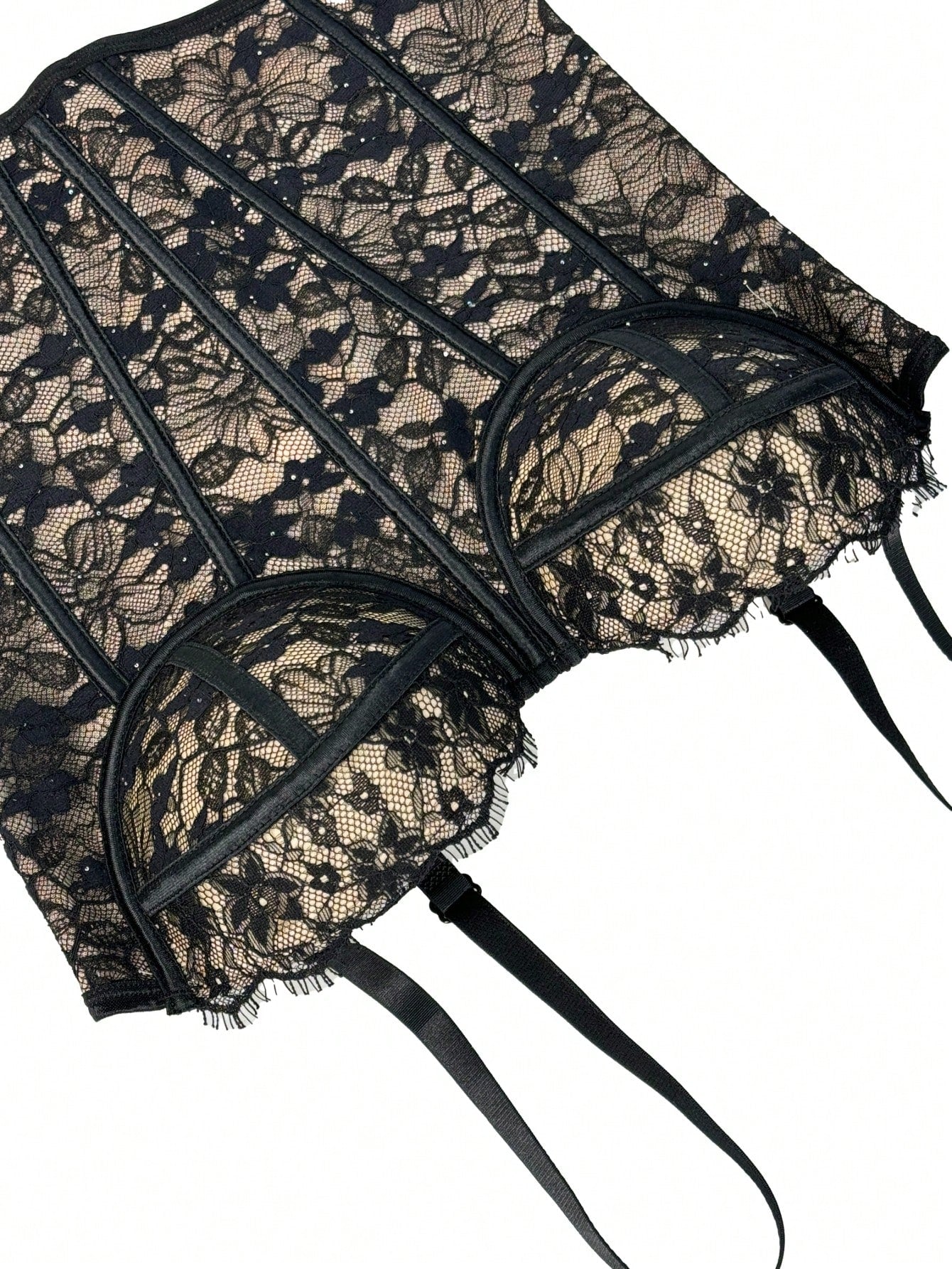 Floral Lace Trim Bustier Corset – High-Compression Shaper Top