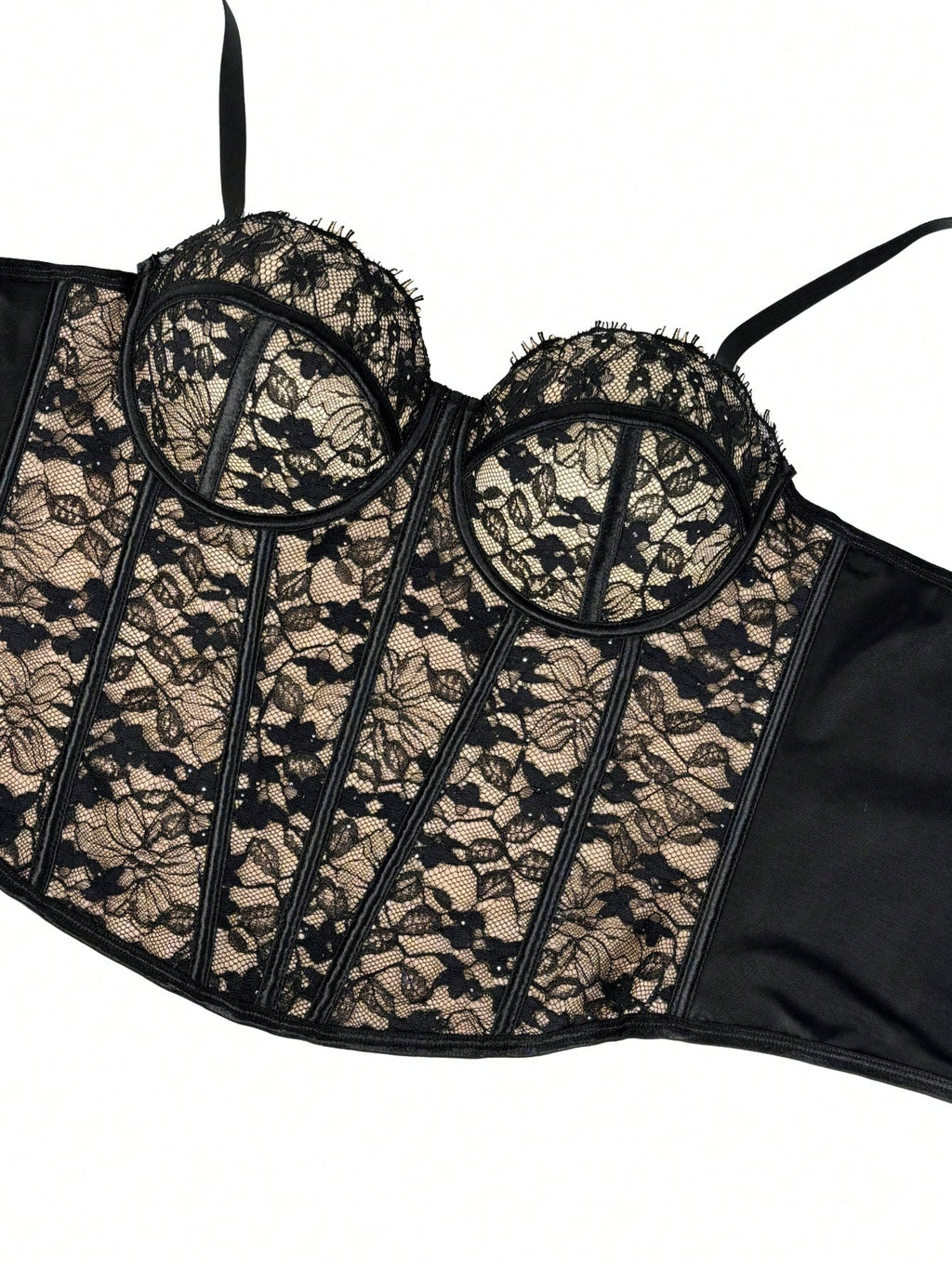 Floral Lace Trim Bustier Corset – High-Compression Shaper Top