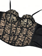 Floral Lace Trim Bustier Corset – High-Compression Shaper Top