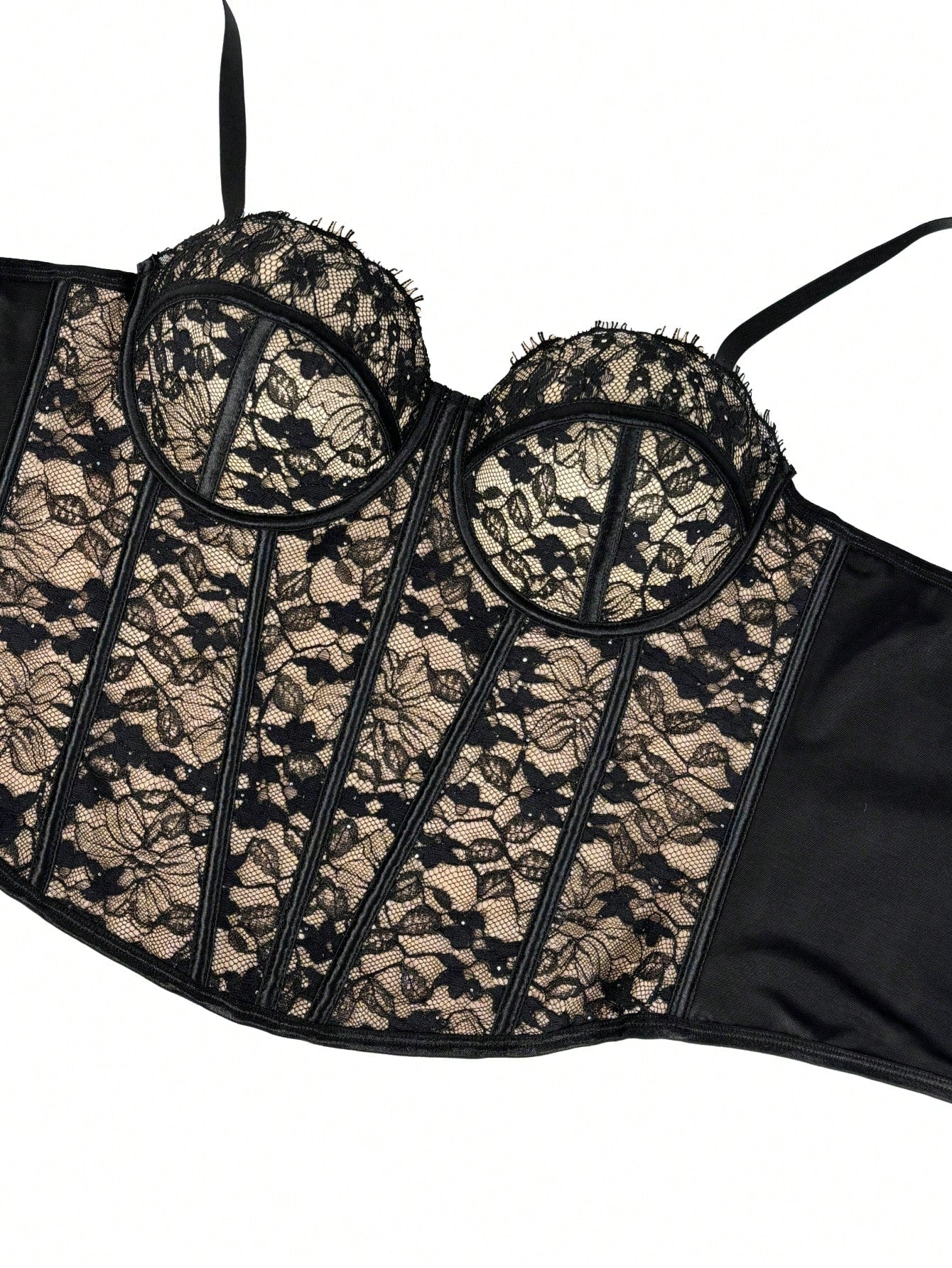 Floral Lace Trim Bustier Corset – High-Compression Shaper Top