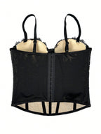 Floral Lace Trim Bustier Corset – High-Compression Shaper Top