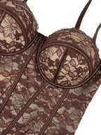 Floral Lace Trim Bustier Corset – High-Compression Shaper Top