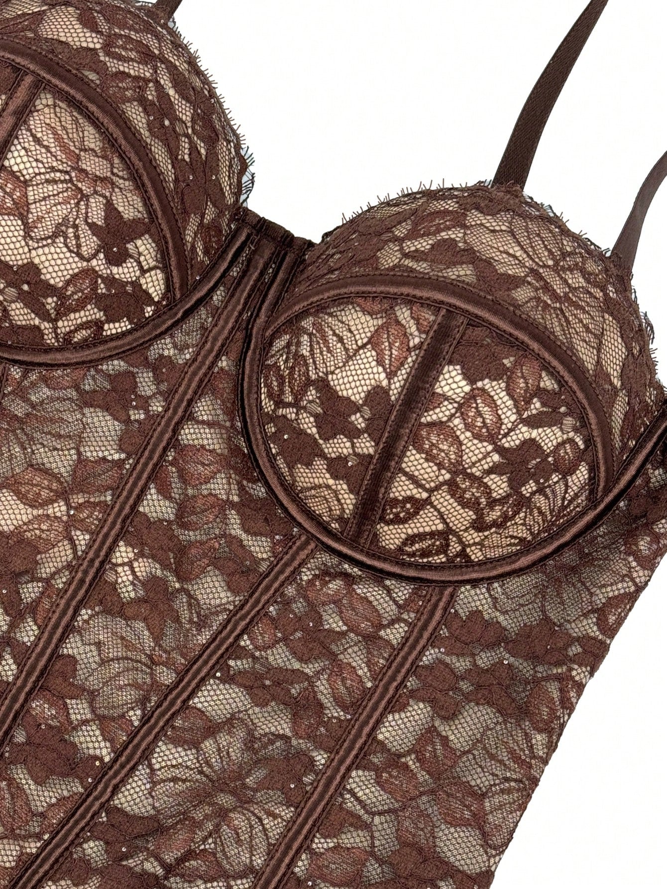 Floral Lace Trim Bustier Corset – High-Compression Shaper Top