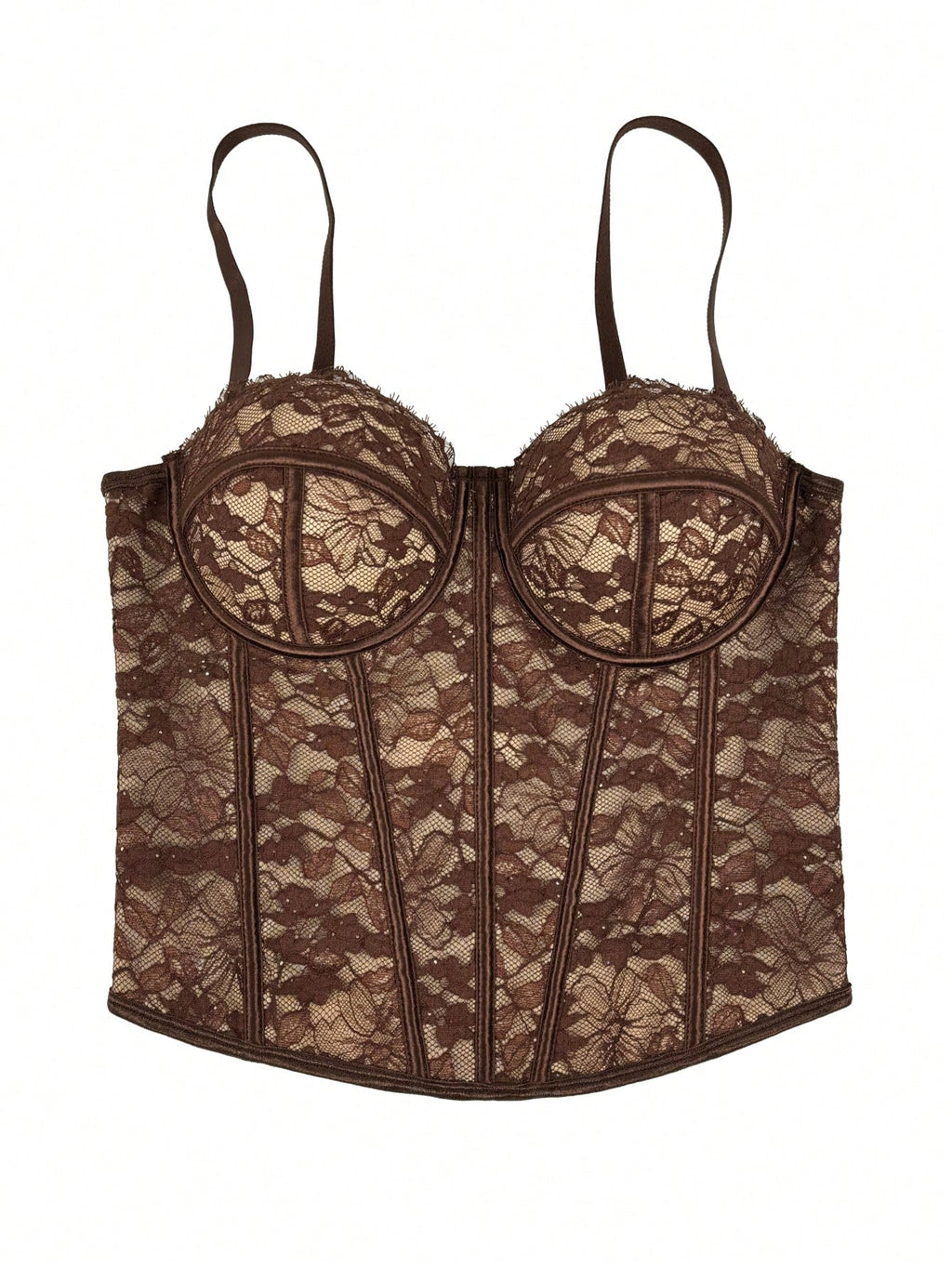 Floral Lace Trim Bustier Corset – High-Compression Shaper Top