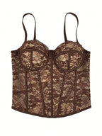 Floral Lace Trim Bustier Corset – High-Compression Shaper Top