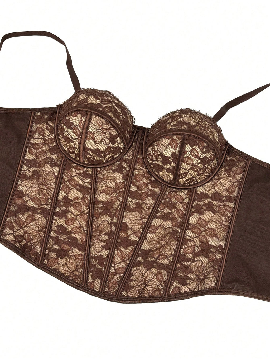 Floral Lace Trim Bustier Corset – High-Compression Shaper Top