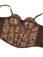 Floral Lace Trim Bustier Corset – High-Compression Shaper Top