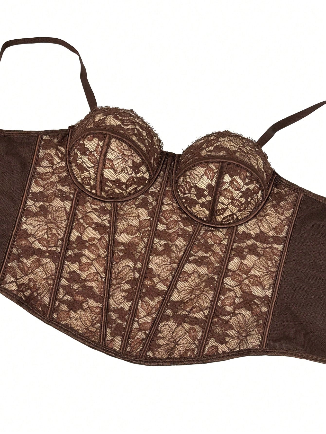 Floral Lace Trim Bustier Corset – High-Compression Shaper Top