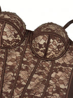 Floral Lace Trim Bustier Corset – High-Compression Shaper Top