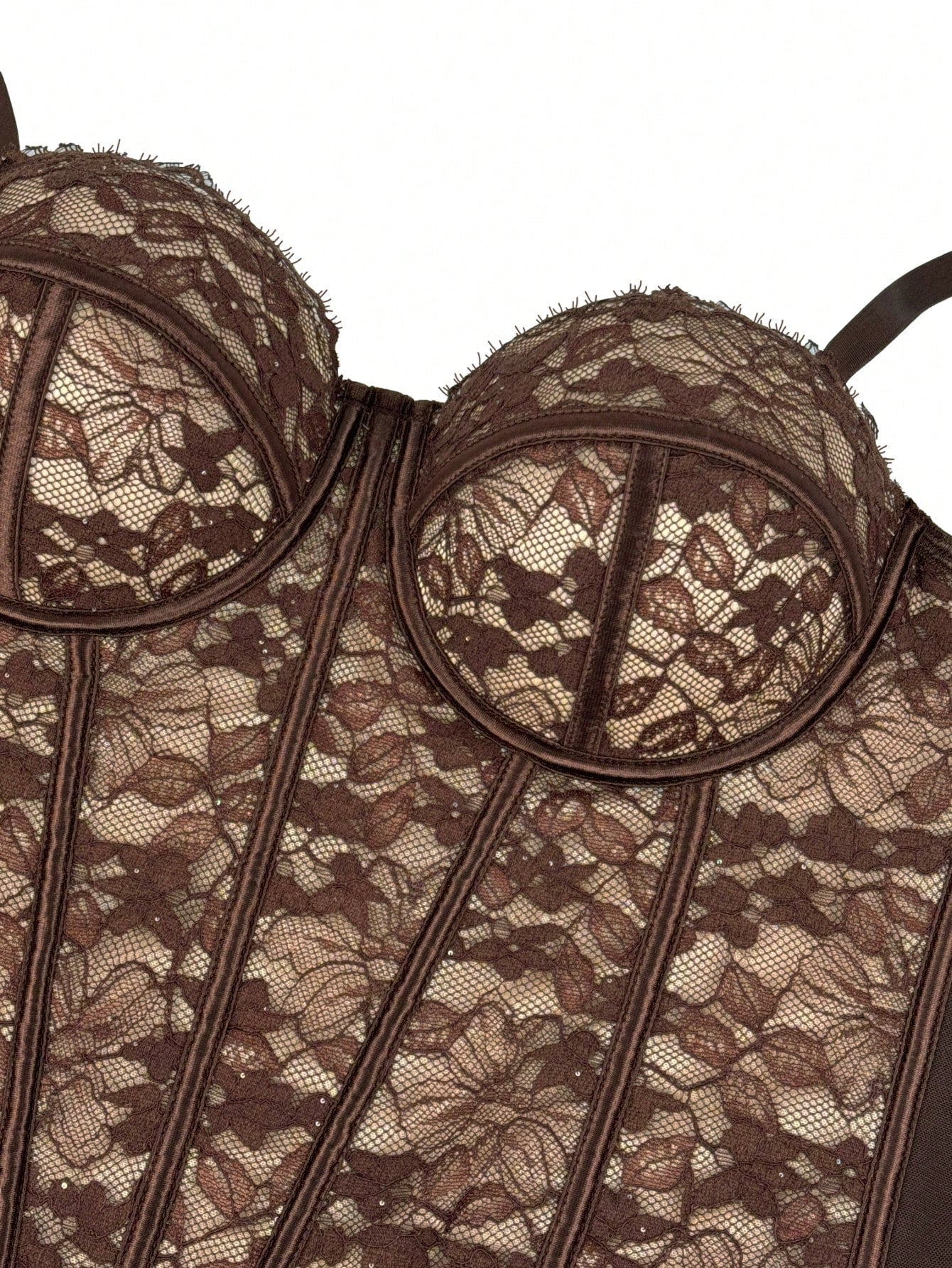 Floral Lace Trim Bustier Corset – High-Compression Shaper Top