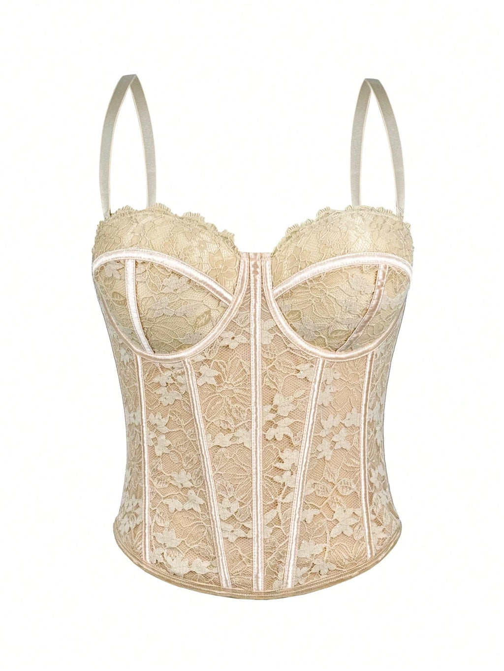 Floral Lace Trim Bustier Corset – High-Compression Shaper Top
