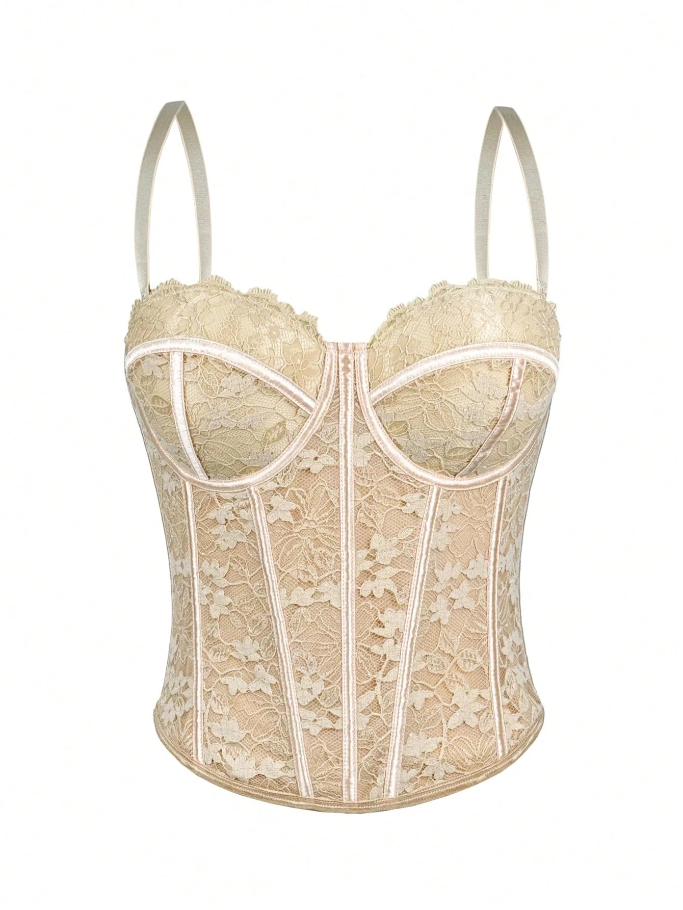 Floral Lace Trim Bustier Corset – High-Compression Shaper Top