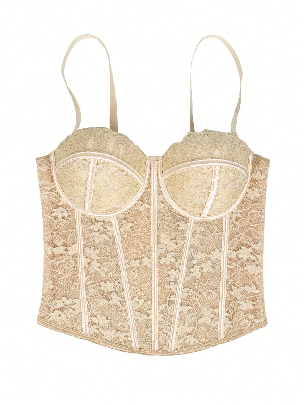 Floral Lace Trim Bustier Corset – High-Compression Shaper Top