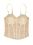Floral Lace Trim Bustier Corset – High-Compression Shaper Top