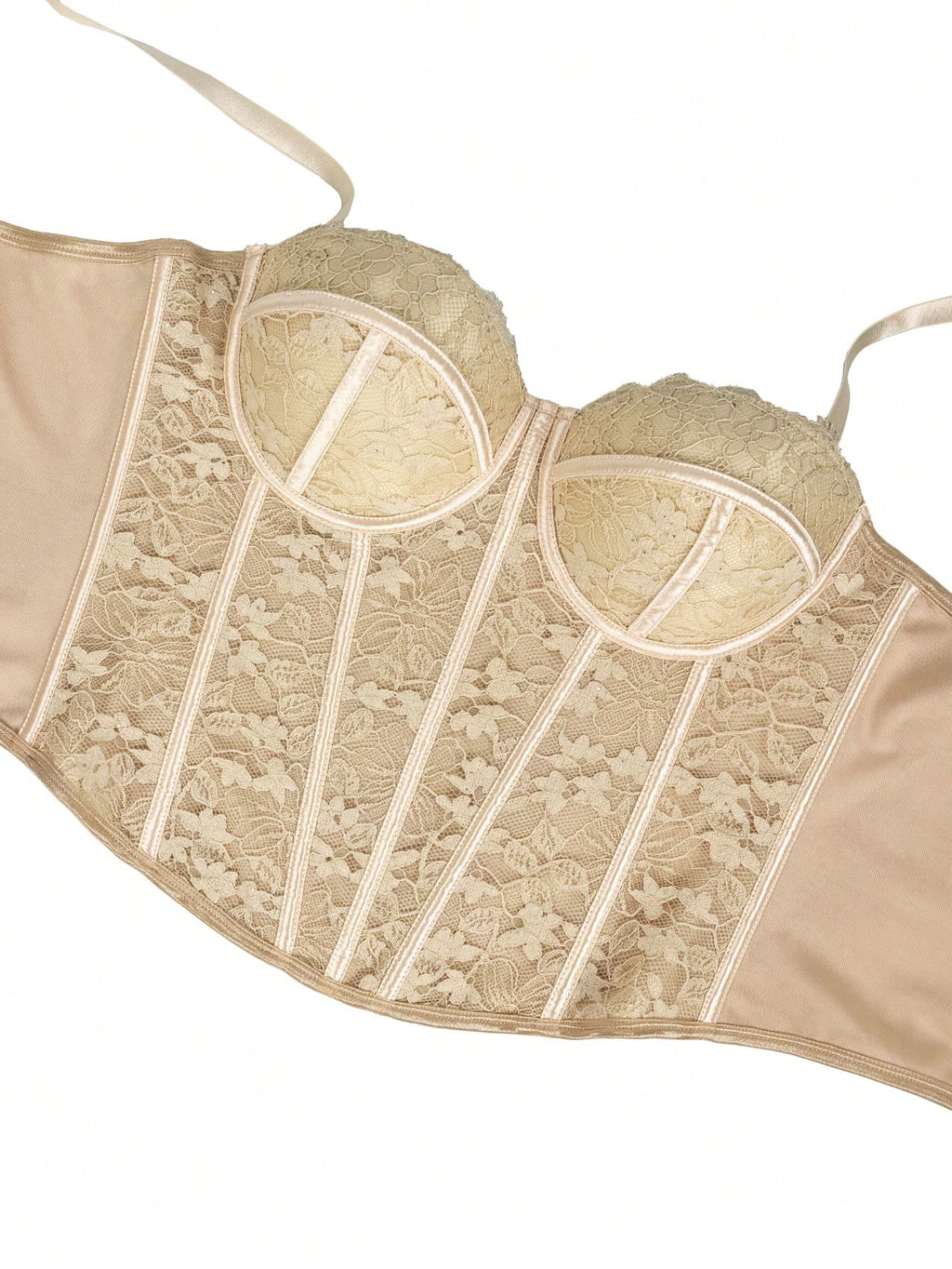 Floral Lace Trim Bustier Corset – High-Compression Shaper Top