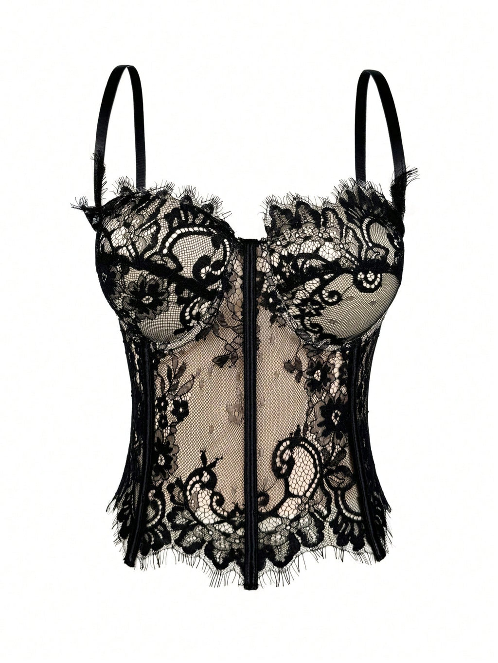 Floral Lace Trim Bustier Corset – High-Compression Shaper Top