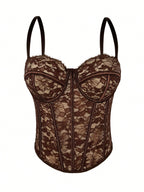 Floral Lace Trim Bustier Corset – High-Compression Shaper Top