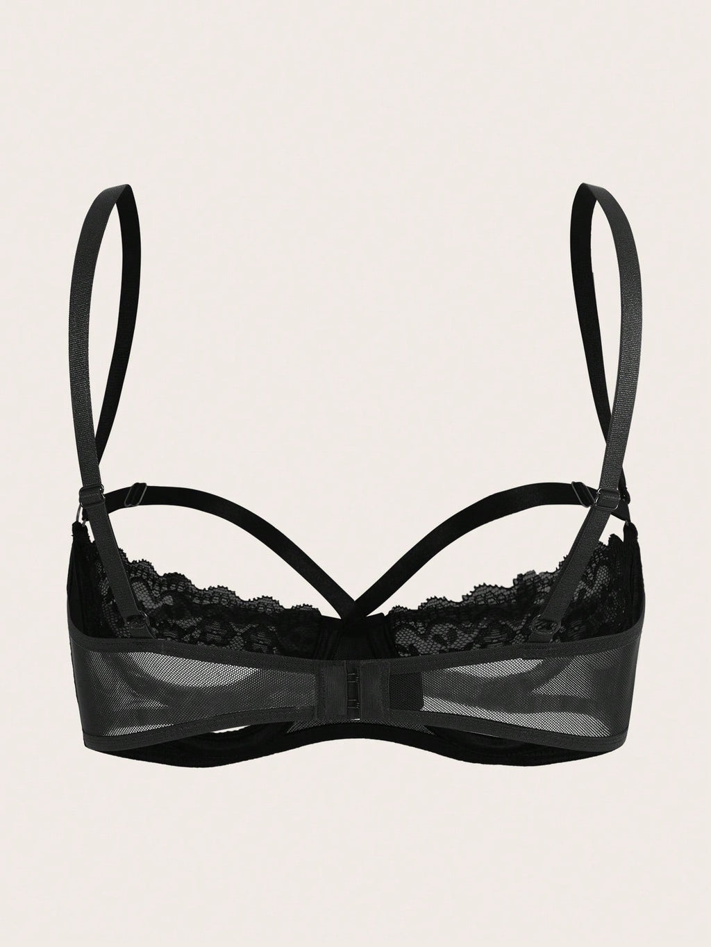 Sheer Lace Underwire Push-Up Bra | Contrast Sexy Lingerie Support Bra Top