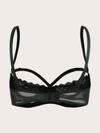 Sheer Lace Underwire Push-Up Bra | Contrast Sexy Lingerie Support Bra Top