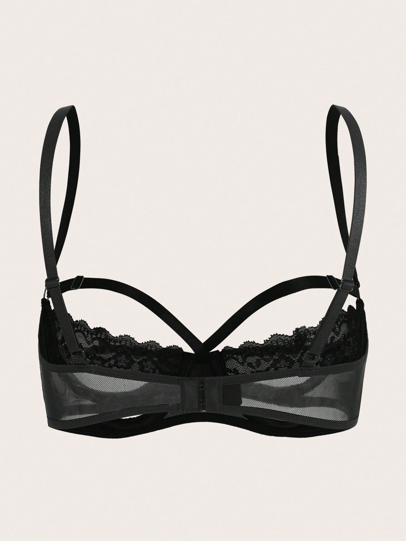 Sheer Lace Underwire Push-Up Bra | Contrast Sexy Lingerie Support Bra Top