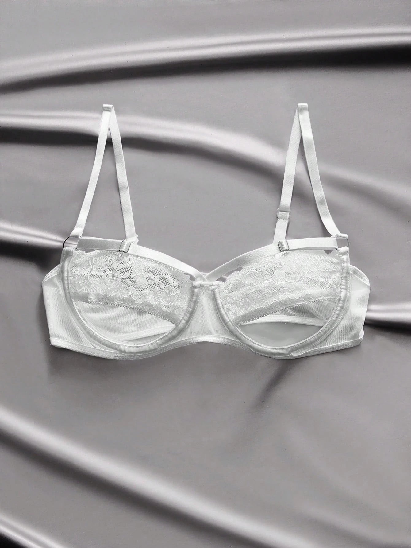 Sheer Lace Underwire Push-Up Bra | Contrast Sexy Lingerie Support Bra Top