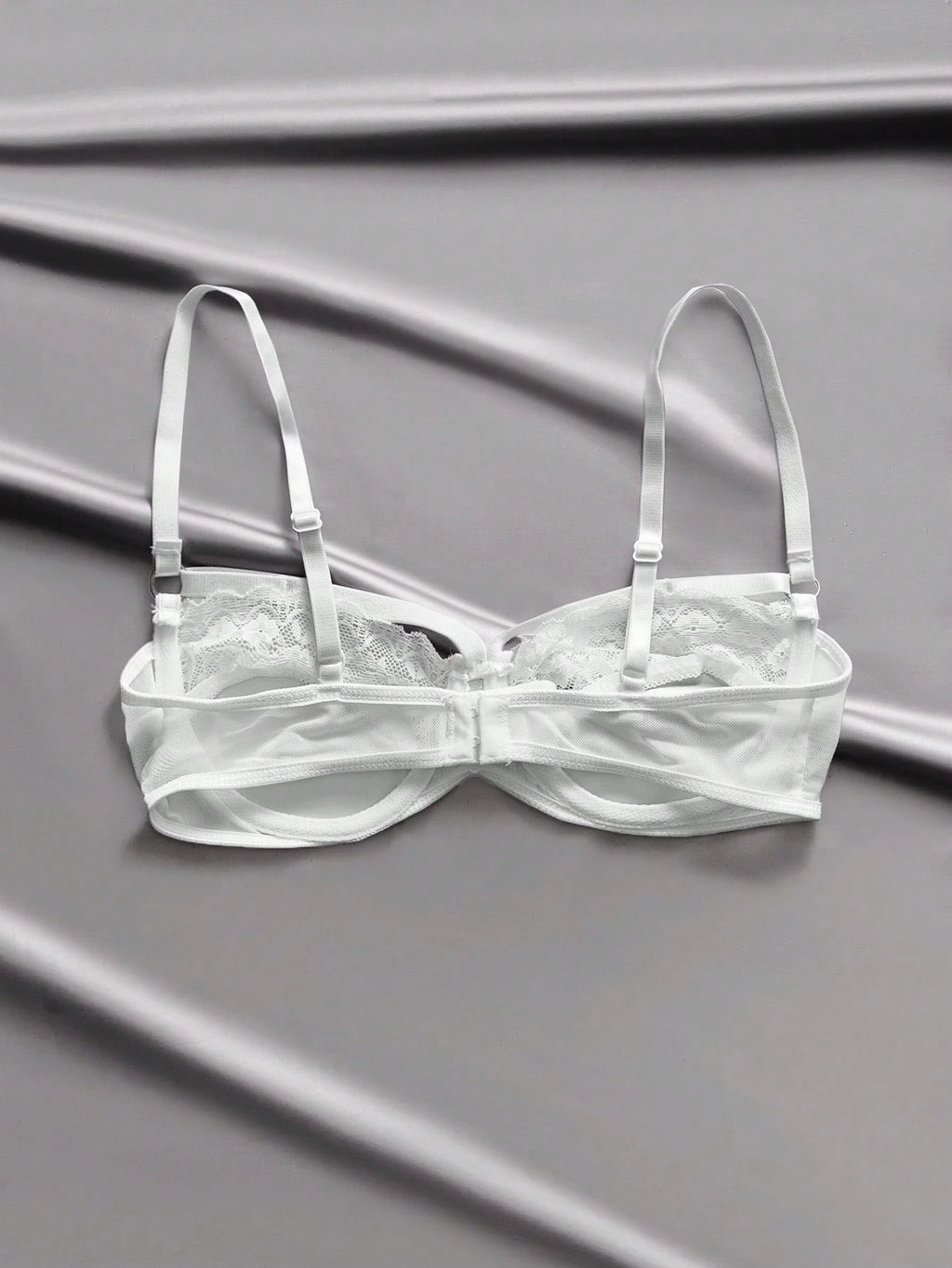Sheer Lace Underwire Push-Up Bra | Contrast Sexy Lingerie Support Bra Top