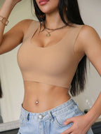 Seamless Nude Wireless Bra | Lightweight Lift Support Sports Bra with Removable Pads & Wide Straps