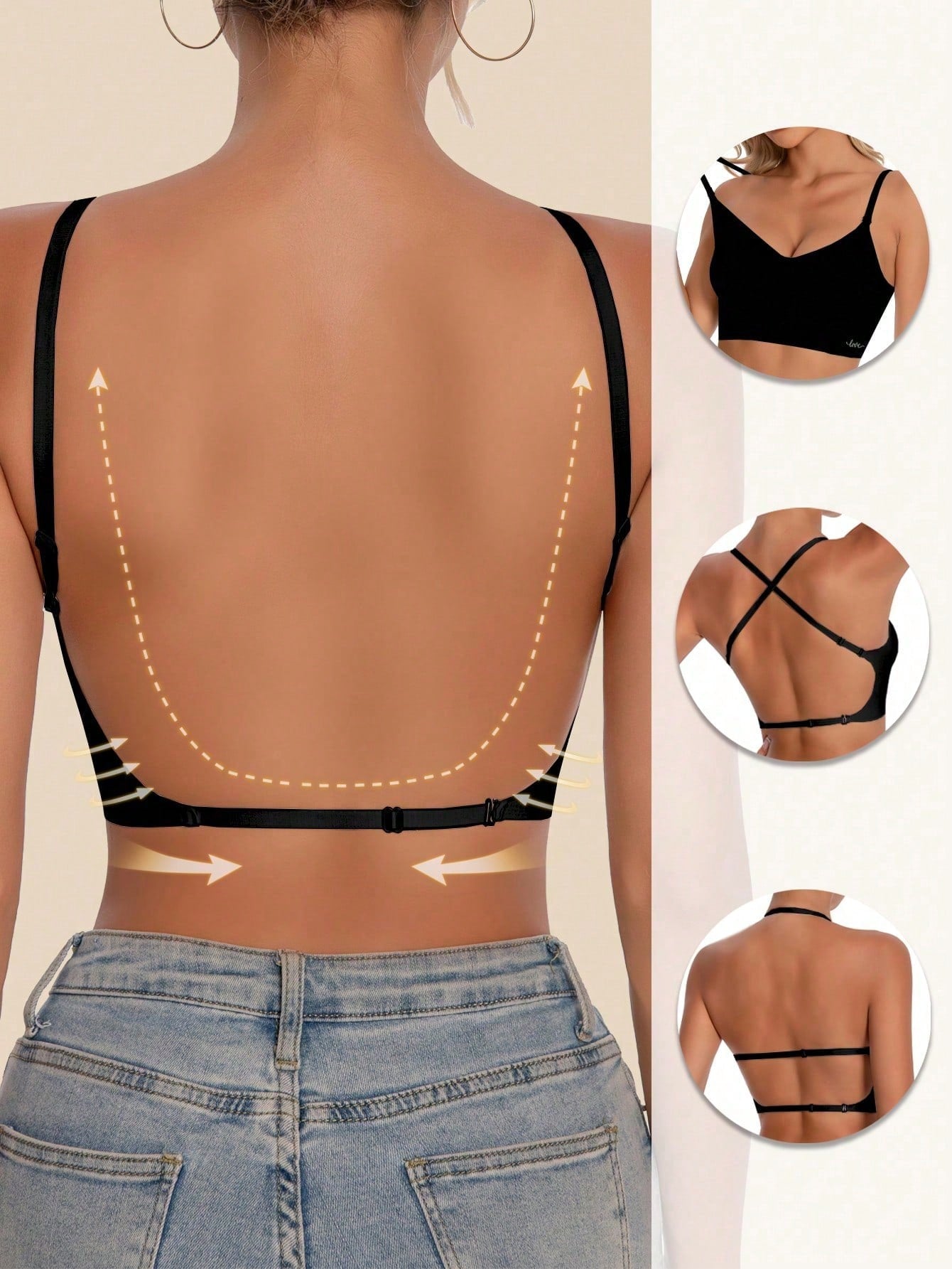 Seamless Backless Bra | Adjustable Straps Breathable Comfort Lightweight Fit | Bridal & Formal Wear