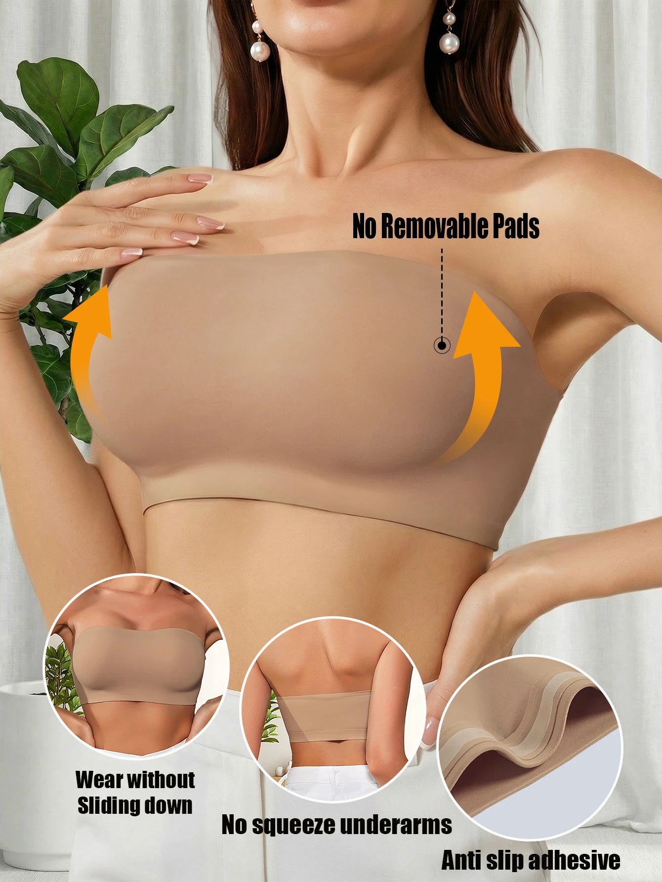 Strapless Bandeau Bra | Seamless Wireless Unpadded Fit | Backless Comfortable Everyday Lingerie