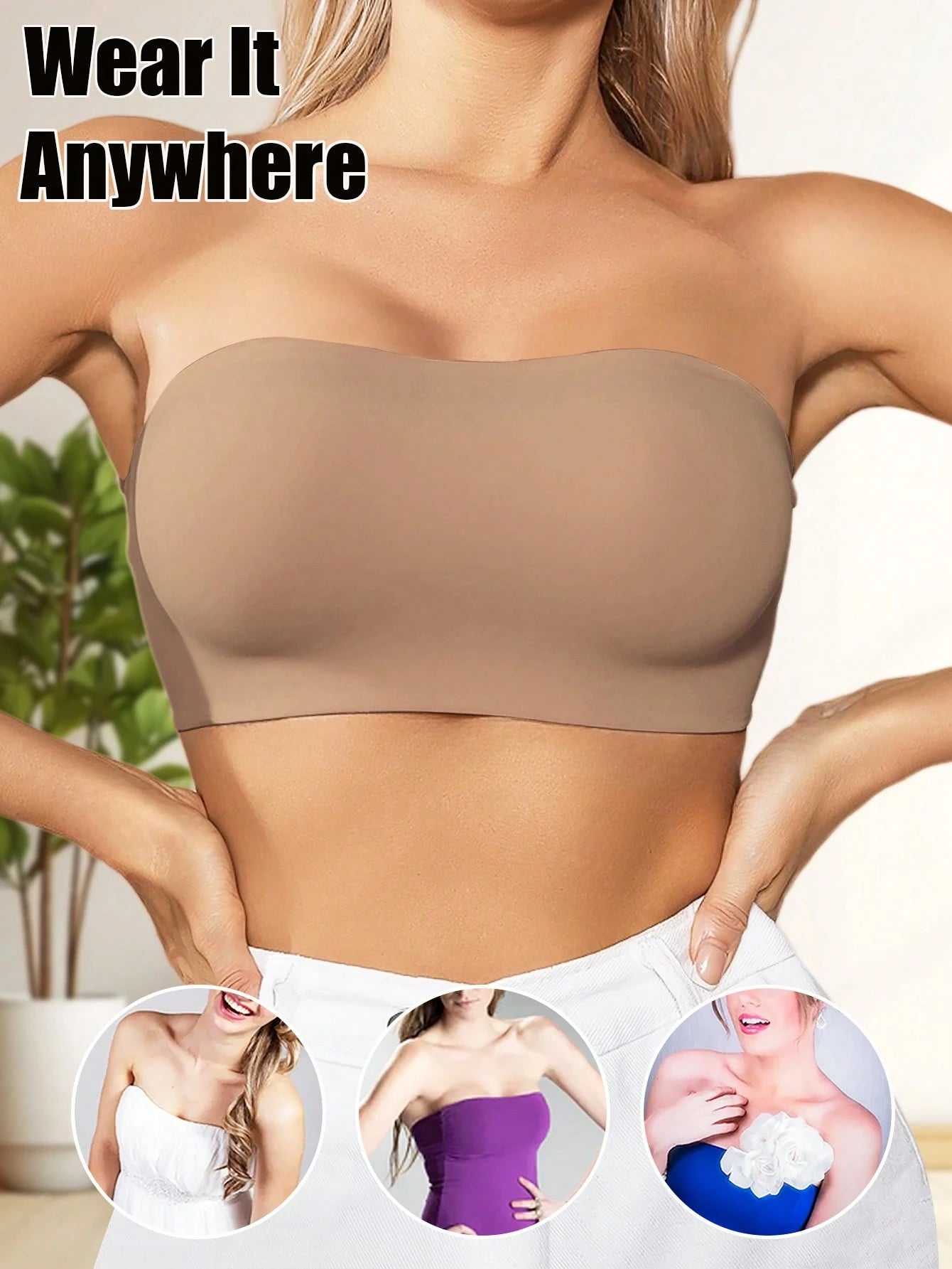Strapless Bandeau Bra | Seamless Wireless Unpadded Fit | Backless Comfortable Everyday Lingerie