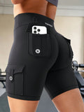 Clean & Professional (Recommended)  Women's High Waisted 8" Biker Shorts with Cargo Pockets