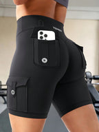 Clean & Professional (Recommended)  Women's High Waisted 8" Biker Shorts with Cargo Pockets