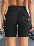Clean & Professional (Recommended)  Women's High Waisted 8" Biker Shorts with Cargo Pockets